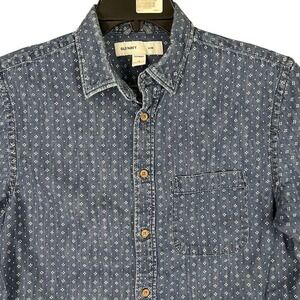 OLD NAVY SOUTWEST SHIRT MEN MEDIUM BLUE Western DENIM SLIM FIT FARM RODEO CASUAL